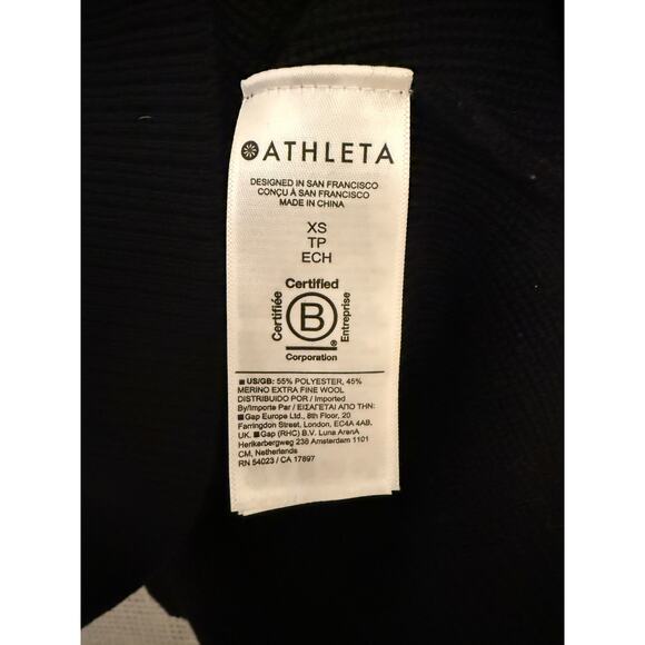 Athleta Hanover Refined V-Neck Sweater Women’s XS Black Merino Wool Blend Knit - Picture 5 of 7